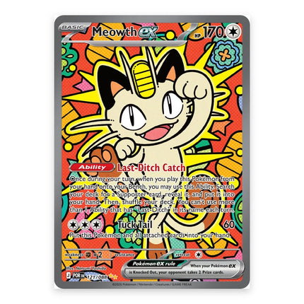 Meowth ex Special Illustration Rare 121, a chase card from English Pokémon TCG Perfect Order