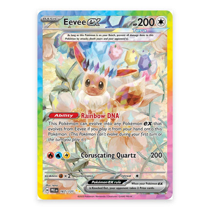 Eevee ex Special Illustration Rare 167, a chase card from English Pokémon TCG Prismatic Evolutions
