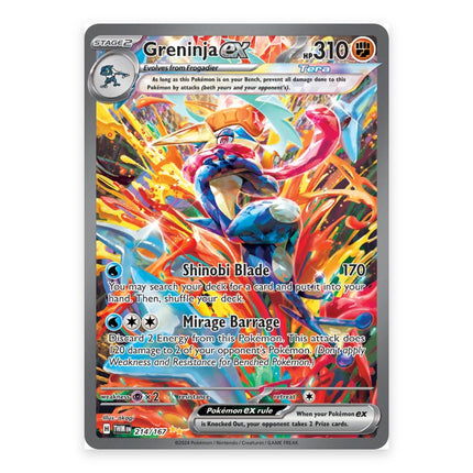 Greninja ex Special Illustration Rare 214, a chase card from English Pokémon TCG Twilight Masquerade
