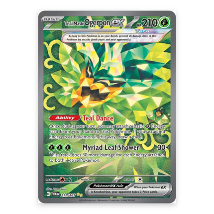 Teal Mask Ogerpon ex Special Illustration Rare 211, a chase card from English Pokémon TCG Twilight Masquerade