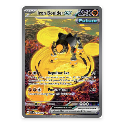 Iron Boulder ex Special Illustration Rare 207, a chase card from English Pokémon TCG Temporal Forces