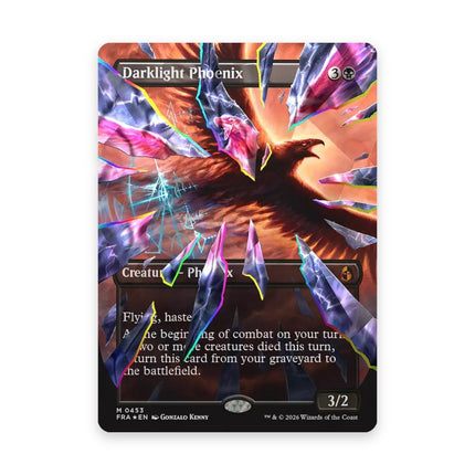 Darklight Phoenix borderless facet foil - Reality Fracture card