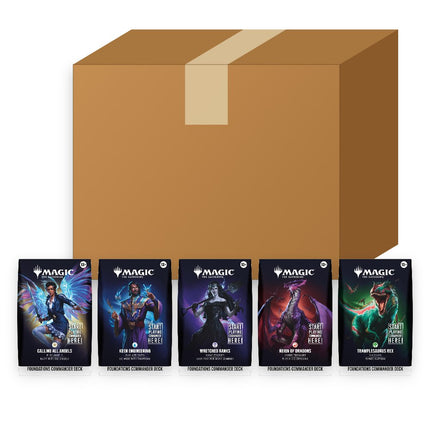 Magic: The Gathering Foundations Starter Commander Deck display of 5 sealed case