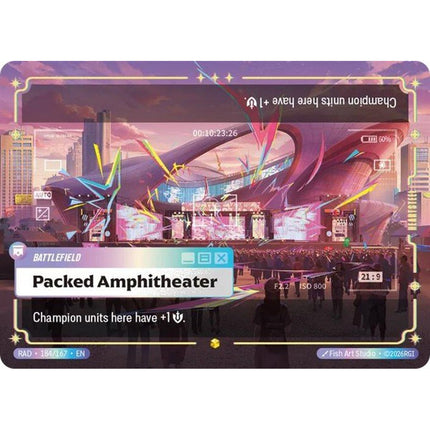 Packed Amphitheater Ultimate Rare battlefield card from English Riftbound Radiance
