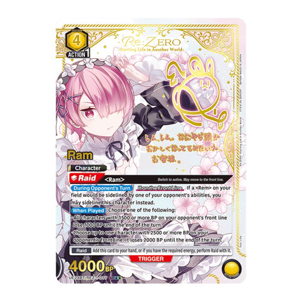 Foil-stamped voice cast autograph SR UE24BT/REZ-1-011 from English Union Arena Re:Zero booster packs