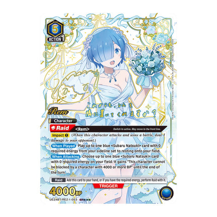 Rem wedding dress SR UE24BT/REZ-1-053, a chase card from English Union Arena Re:Zero