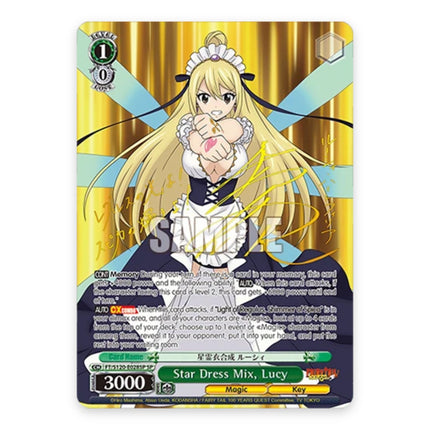 Star Dress Mix, Lucy FT/S120-E028SP, a chase card from English Weiss Schwarz Fairy Tail 100 Years Quest