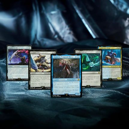 Key cards from the Magic: The Gathering Final Fantasy Starter Kit decks